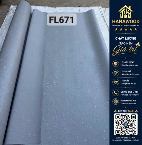Hình ảnh Sàn Vinyl Cuộn Kháng Khuẩn 2mm Flanka FL-671 Xám Xanh