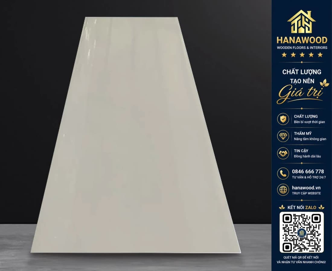 Hình ảnh Tấm Nhựa Ốp Tường Giả Đá Màu Trắng Trơn HobiWood VD2613