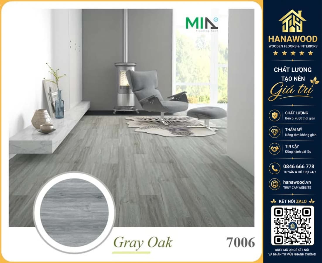 Sàn Nhựa Giả Gỗ Hèm Khoá MIA MA 7006 Đế Cao Su 7mm
