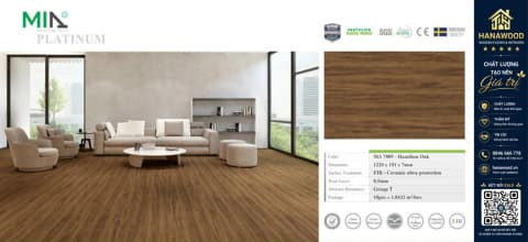 Sàn Nhựa Vinyl Hèm Khóa Giả Gỗ MIA MA 7005 Đế Cao Su 7mm