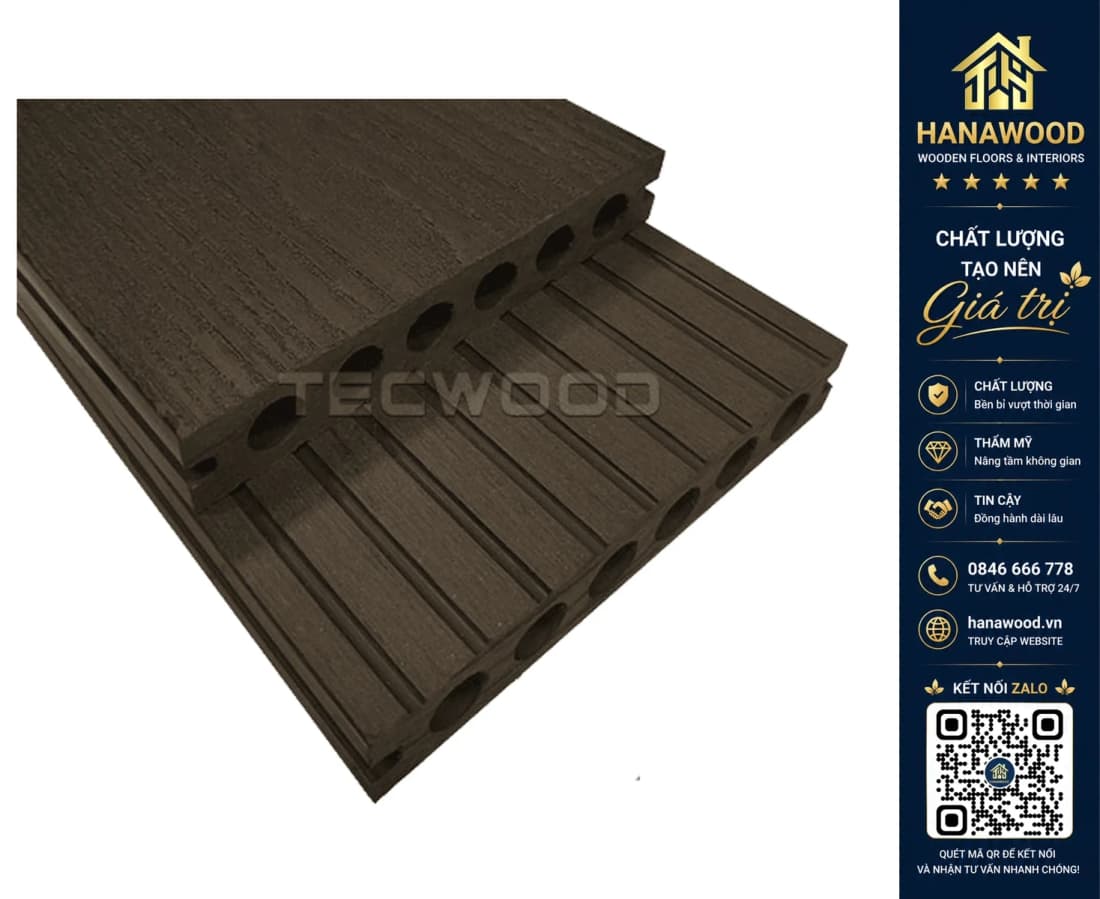 Sàn Hồ Bơi Ngoài Trời 6 Lỗ Tròn Tecwood TWT140 Chocolate