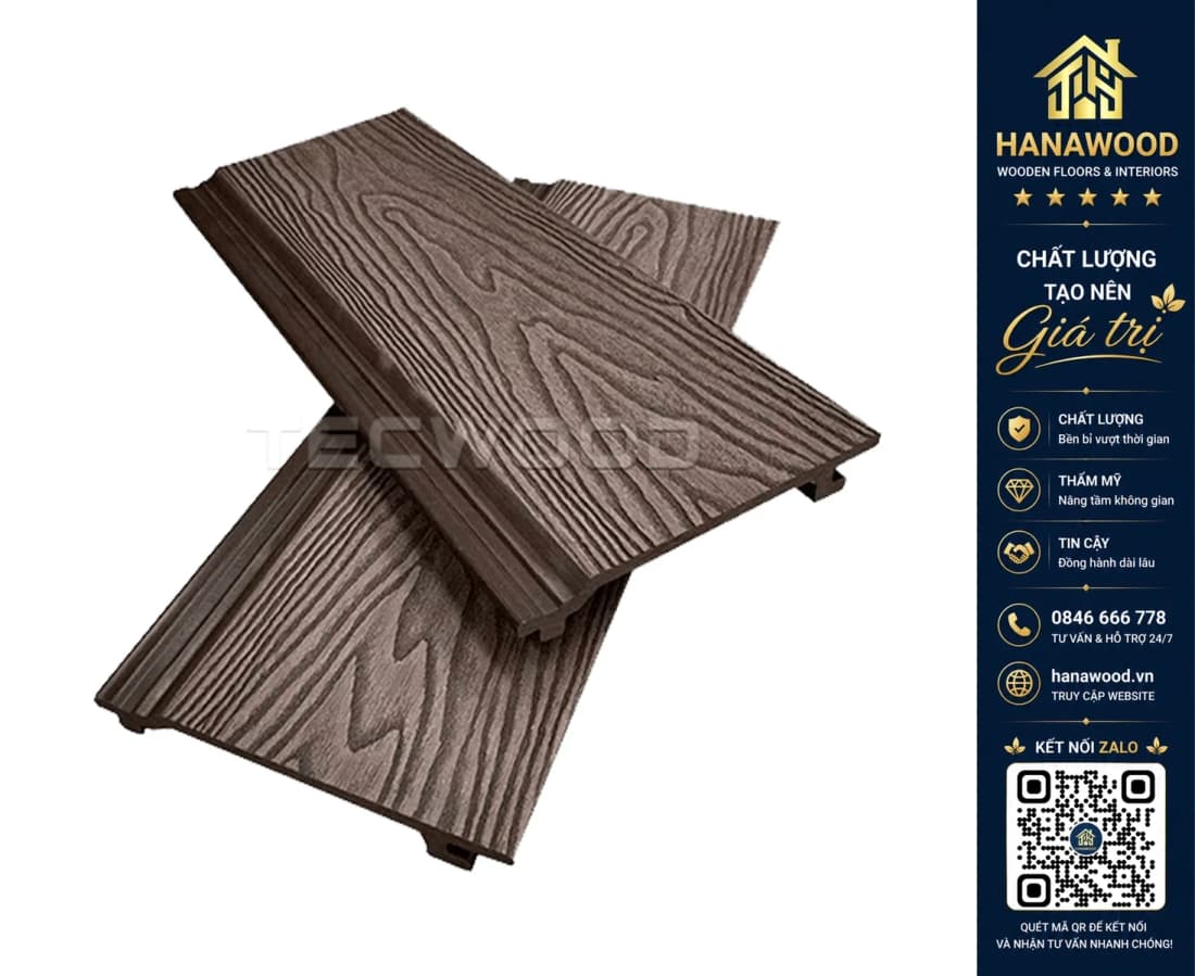 Tấm Ốp Gỗ Nhựa Ngoài Trời TecWood TWZ156 Chocolate