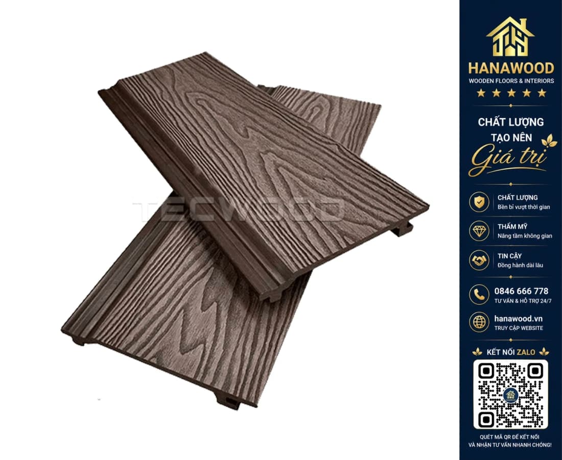 Tấm Ốp Trần Ngoài Trời TecWood TWZ148 Chocolate