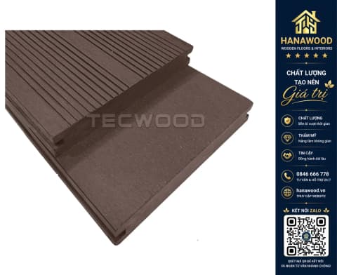 Ván Sàn Đặc Gỗ Nhựa Ngoài Trời Techwood TWS140 Dày 20mm Coffee