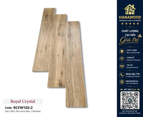 Sàn Đá Công Nghệ Giả Gỗ Hèm Khóa SPC Royal Crystal RCFW102-2 (S01)