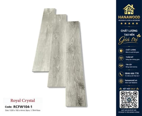 Sàn Đá Công Nghệ Giả Gỗ Hèm Khóa SPC Royal Crystal RCFW104-1 (S01)