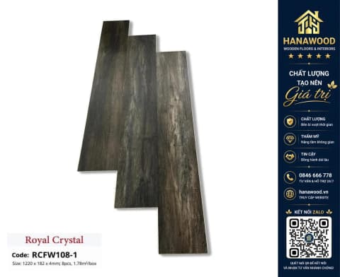 Sàn Đá Công Nghệ Giả Gỗ Hèm Khóa SPC Royal Crystal RCFW108-1 (S02)