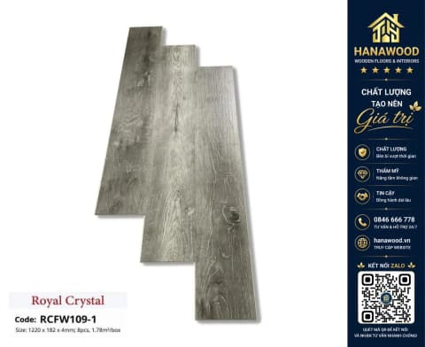 Sàn Đá Công Nghệ Giả Gỗ Hèm Khóa SPC Royal Crystal RCFW109-1 (S02)