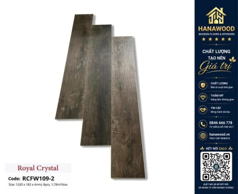 Sàn Đá Công Nghệ Giả Gỗ Hèm Khóa SPC Royal Crystal RCFW109-2 (S01)