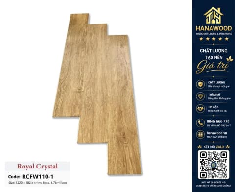 Sàn Đá Công Nghệ Giả Gỗ Hèm Khóa SPC Royal Crystal RCFW110-1 (S03)