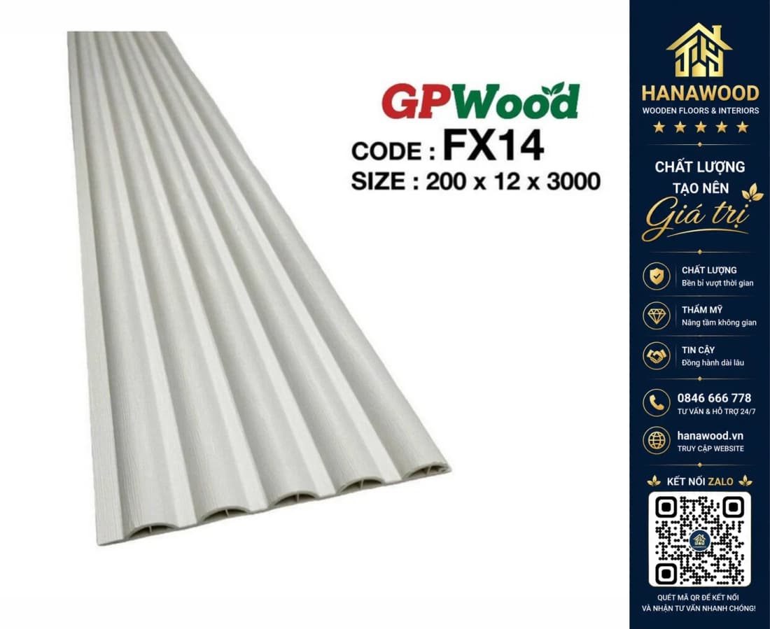 Tấm Lam Sóng Bán Nguyệt GPWood FX14 Màu Trắng