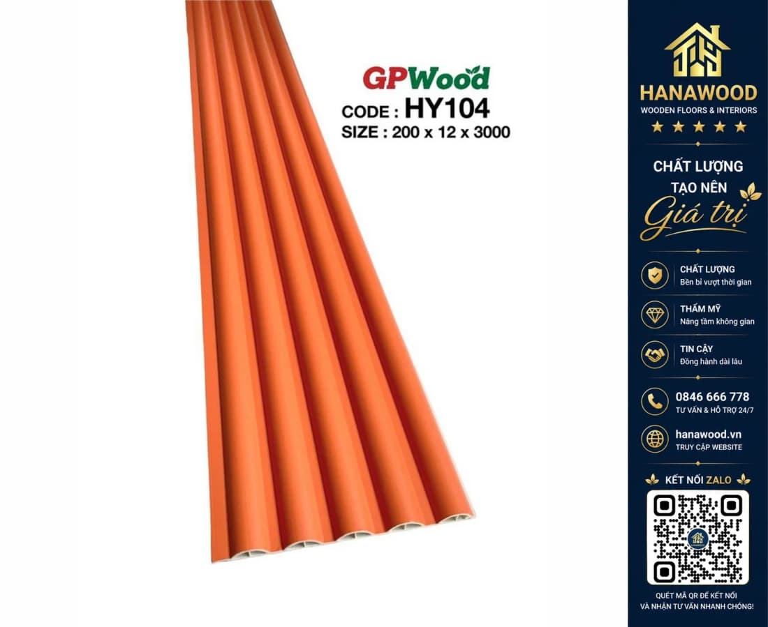 Lam Sóng Tròn Nhựa Giả Gỗ GPWood HY104 Màu Cam