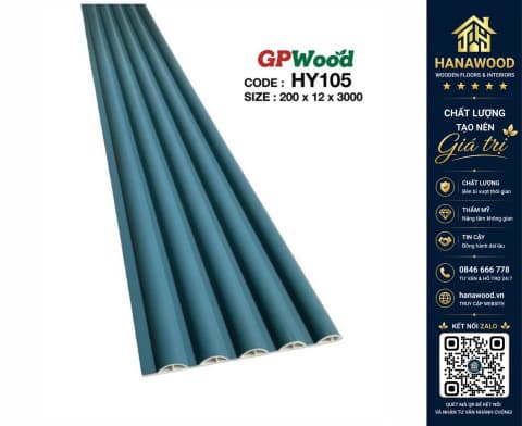 Tấm Ốp Lam Sóng Tròn GPWood HY105 Màu Xanh