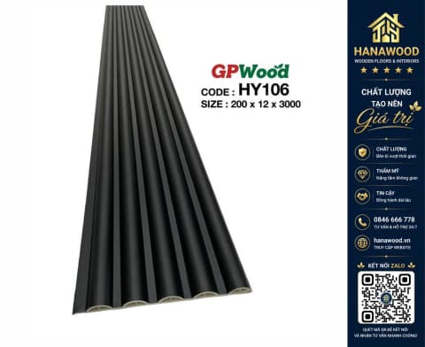 Hình ảnh Tấm Ốp Trần Lam Sóng Tròn GPWood HY106 Màu Đen