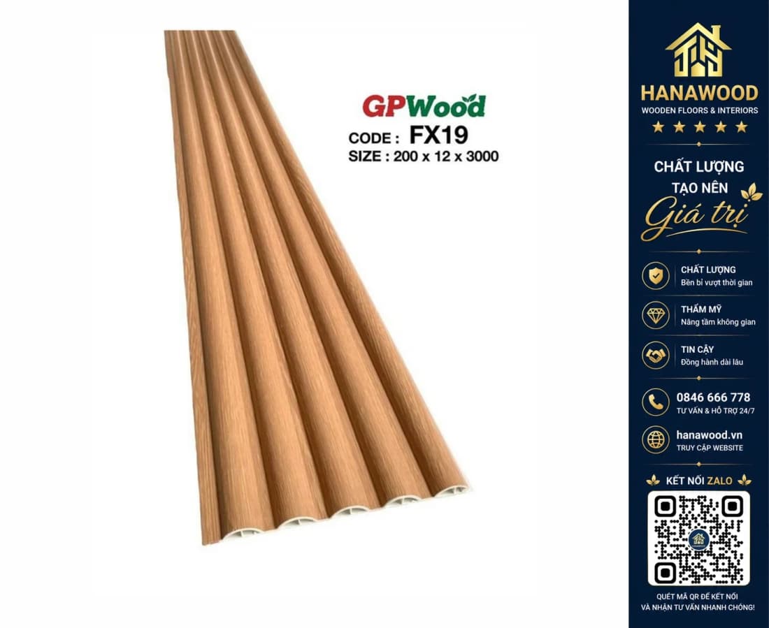 Tấm Ốp Lam Sóng Tròn Giả Gỗ GPWood FX19