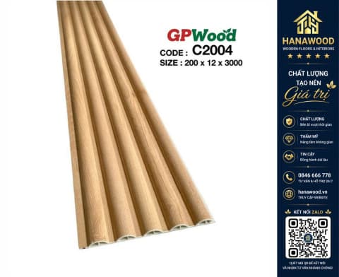 Hình ảnh Tấm Ốp Lam Sóng Tròn GPWood C2004 Vân Gỗ