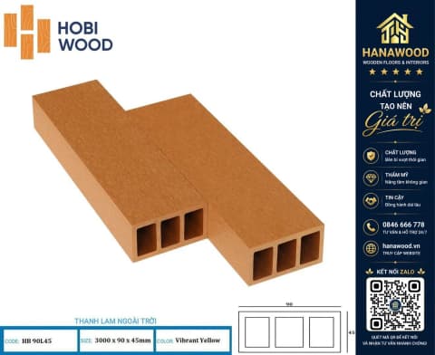 Thanh Lam Hộp Gỗ Nhựa Ngoài Trời Hobiwood HB90L45 Vibrant Yellow