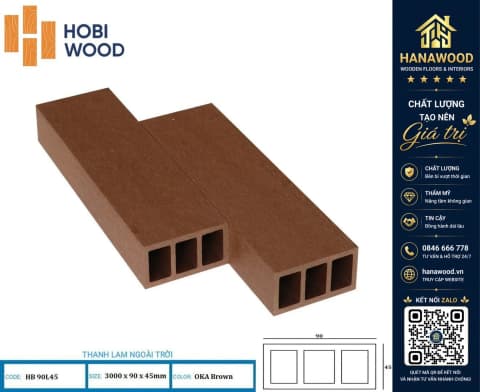 Thanh Lam Hộp Gỗ Nhựa Ngoài Trời Hobiwood HB90L45 Oka Brown