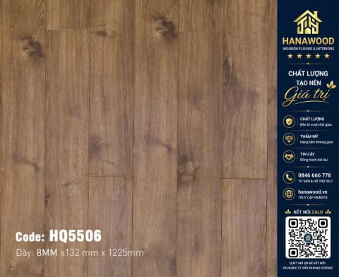 Sàn Gỗ Công Nghiệp Povar HQ5506 Dày 8mm