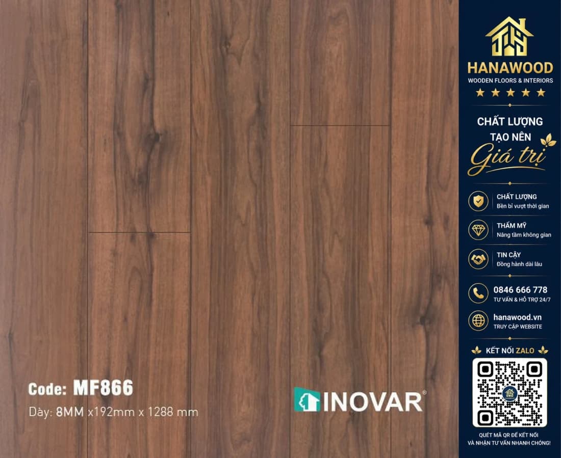 Sàn Gỗ Công Nghiệp Inovar MF866 8mm