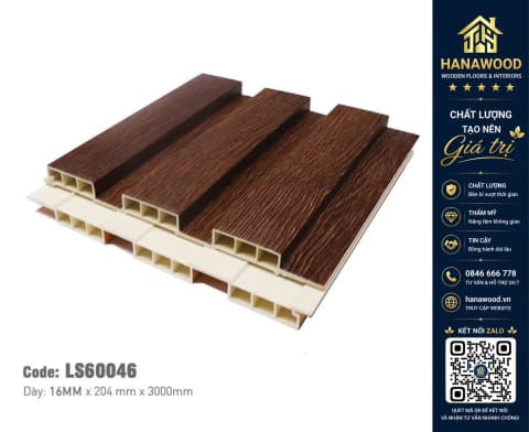 Tấm Ốp Lam 3 Sóng Thấp Nhựa Giả Gỗ NTA 60046
