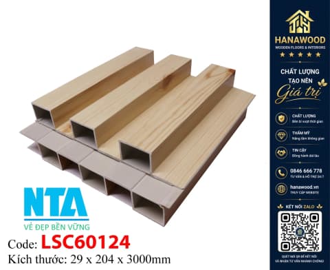 Tấm Ốp Lam 3 Sóng Cao Nhựa Giả Gỗ NTA 3SC-60124