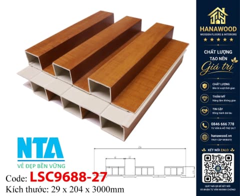 Tấm Ốp Lam 3 Sóng Cao Nhựa Giả Gỗ NTA 3SC-9688