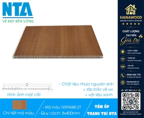 Tấm Nhựa Ốp Tường Nano Giả Gỗ NTA 9688-27