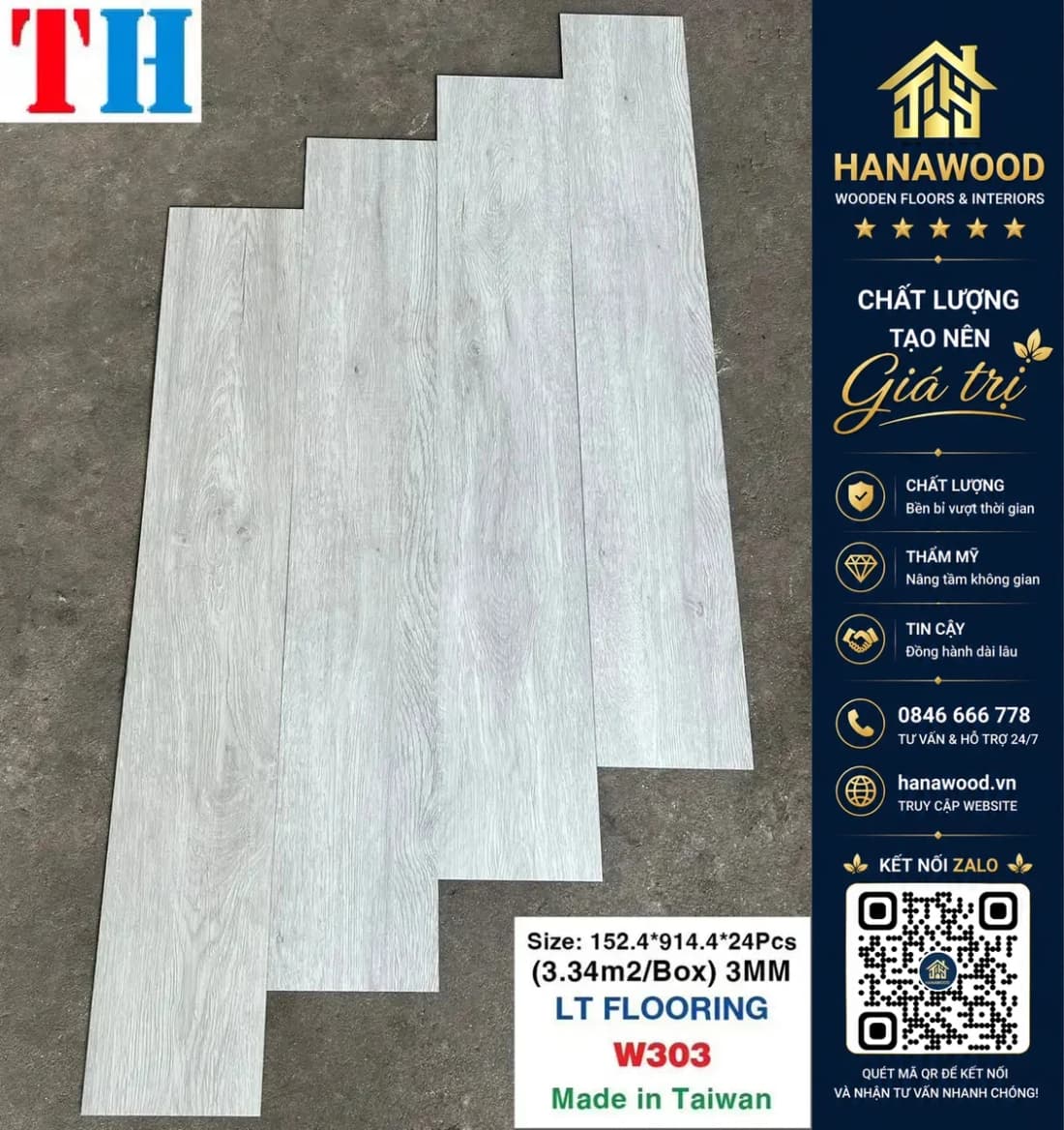 Sàn Nhựa Giả Gỗ Dán Keo 3mm Vinyl Floor W303