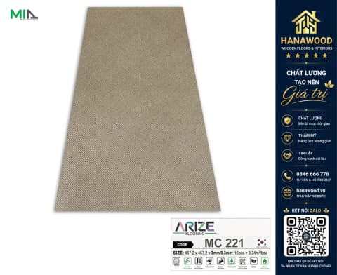 Hình ảnh Tấm Lót Sàn Nhựa Dán Keo Vân Thảm Dày 3mm ARIZE MC221