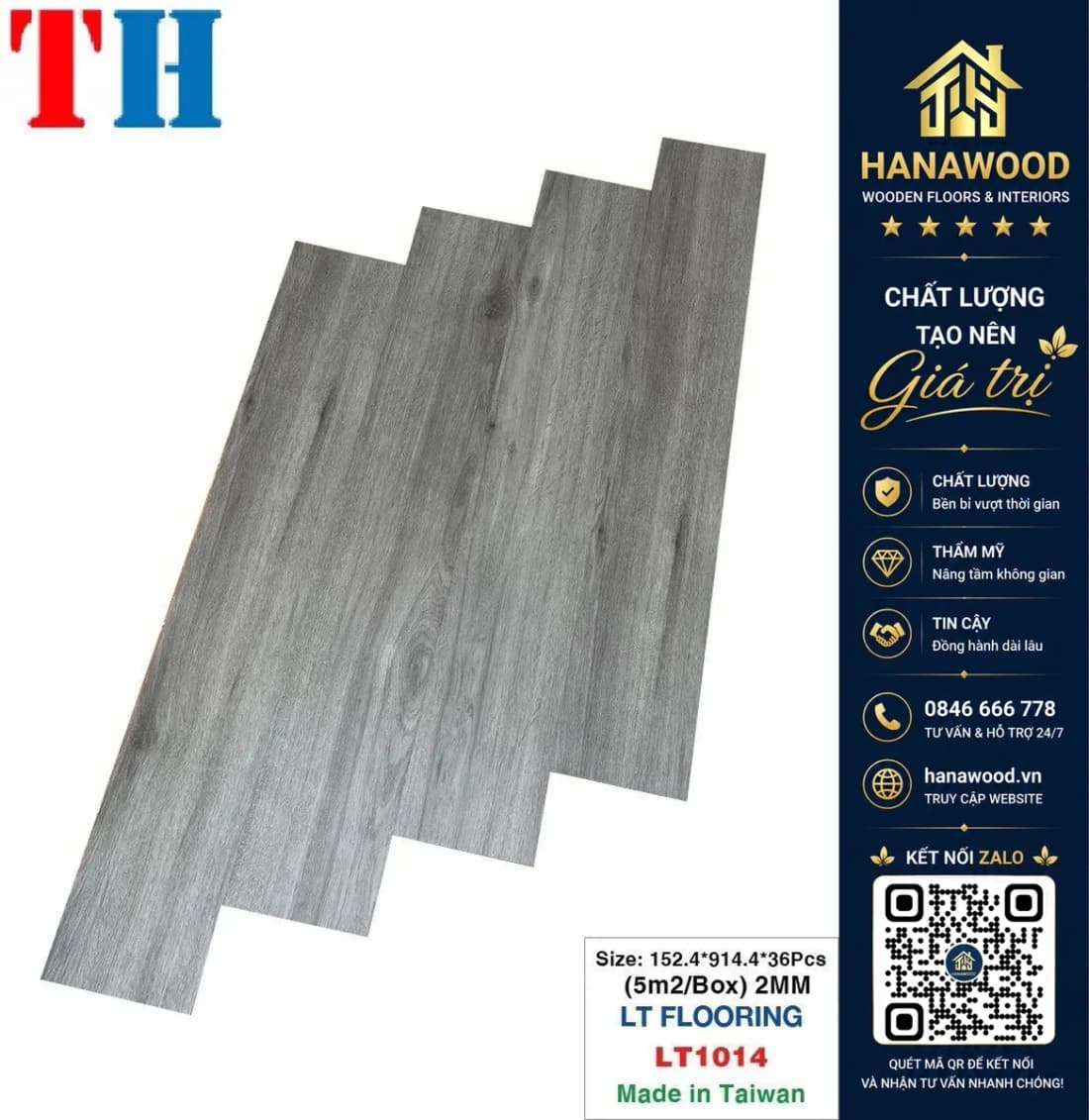 Sàn Nhựa Giả Gỗ Dán Keo Vinyl Floor LT1014
