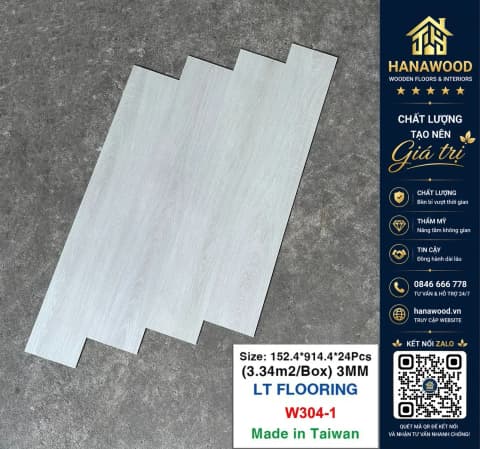 Sàn Nhựa Giả Gỗ Dán Keo 3mm Vinyl Floor W304-1
