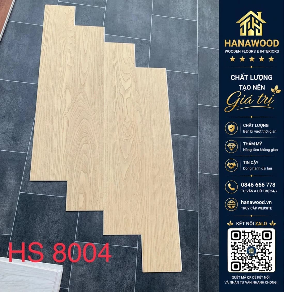 Hình ảnh Sàn Nhựa Giả Gỗ Hèm Khoá 4mm THFloor HS8004