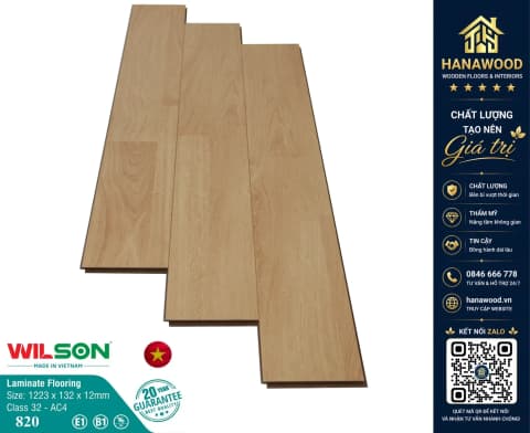 Sàn Gỗ Công Nghiệp Wilson 820 Dày 12mm