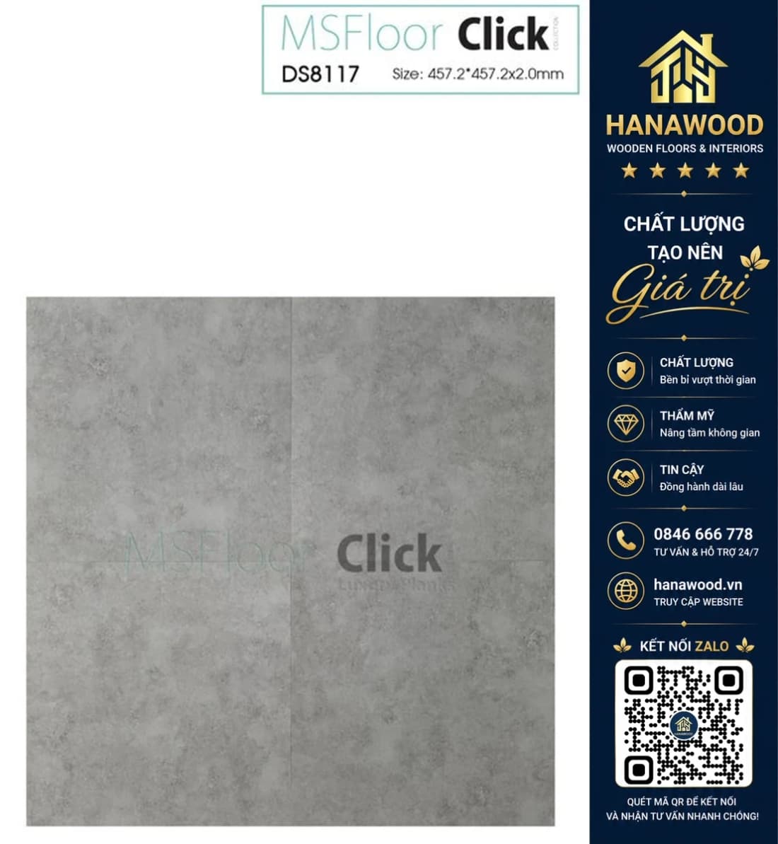 Sàn Nhựa Dán Keo Giá Bê Tông MSFloor DS8117