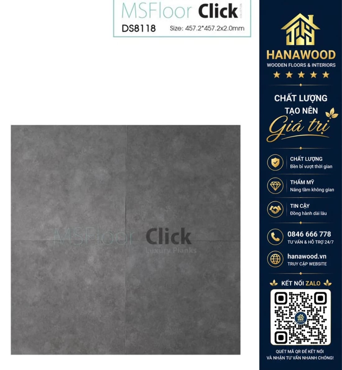Sàn Nhựa Dán Keo Giá Bê Tông MSFloor DS8118