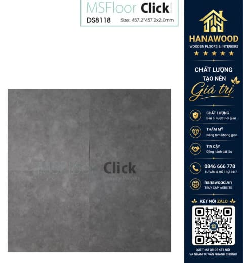 Sàn Nhựa Dán Keo Giá Bê Tông MSFloor DS8118