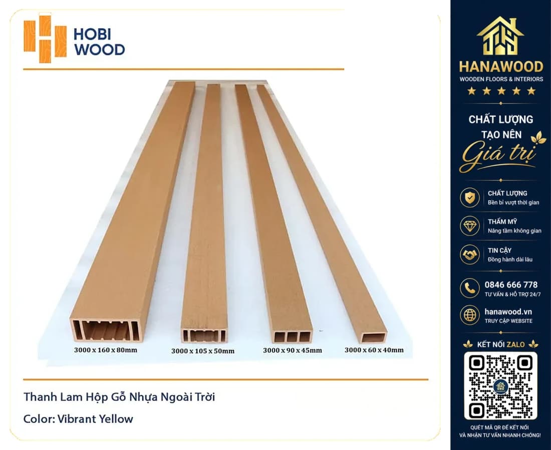Thanh Lam Hộp Gỗ Nhựa Ngoài Trời Hobiwood Vibrant Yellow