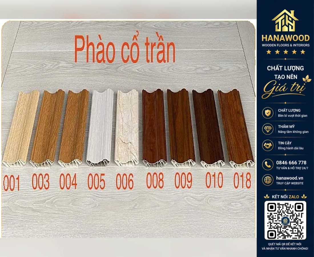 Phào cổ trần nhựa giả gỗ Kosmos mã CT100X22 (Lam Sóng Nano) 22 x 100 x 3000mm
