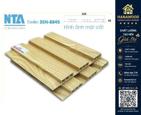 Tấm Ốp Lam 3 Sóng Thấp Nhựa Giả Gỗ NTA 8845