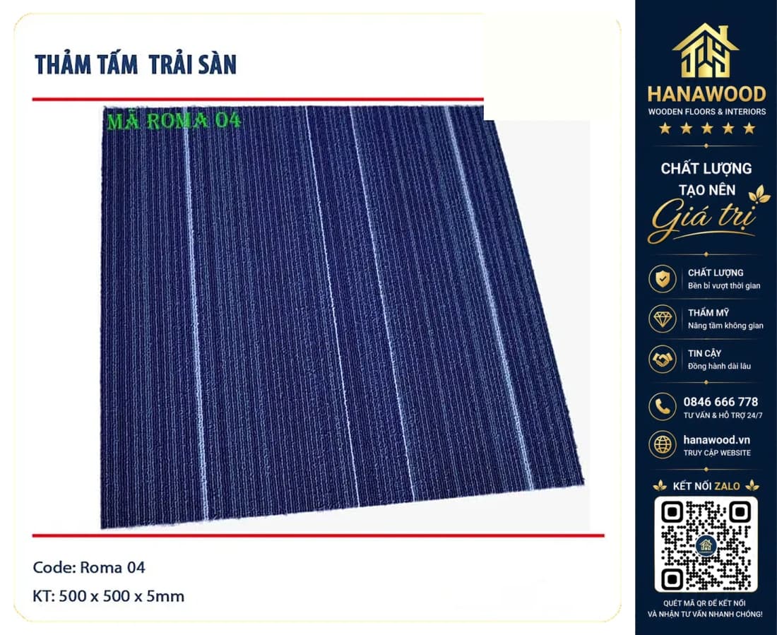 Thảm Tấm Trải Sàn Văn Phòng Roma 04 50x50cm
