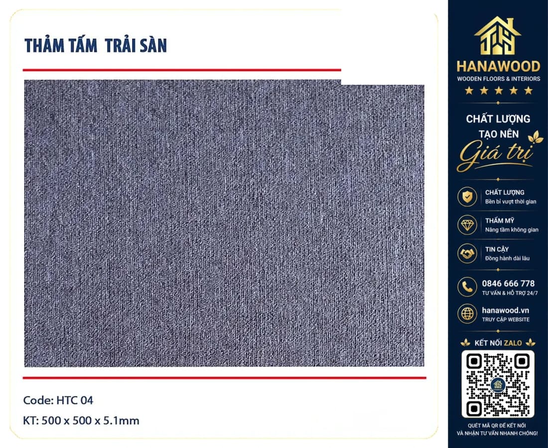 Thảm Tấm Trải Sàn Văn Phòng HTC-04 50x50 cm
