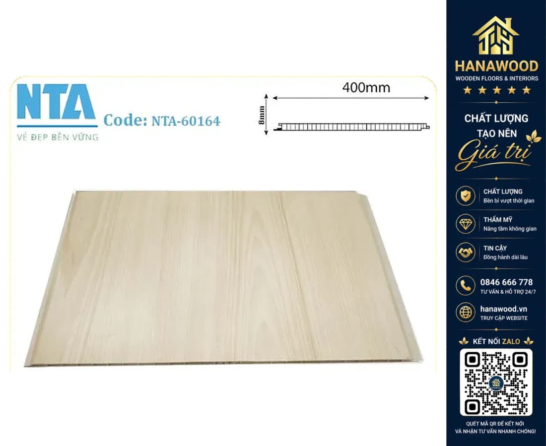 Tấm Nhựa Ốp Tường Nano Giả Gỗ NTA 60164