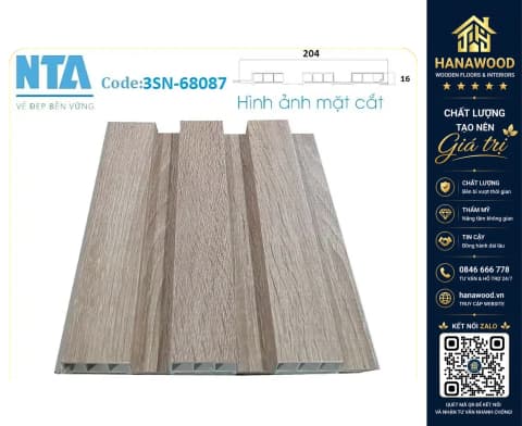 Tấm Ốp Lam 3 Sóng Thấp Nhựa Giả Gỗ NTA 68087