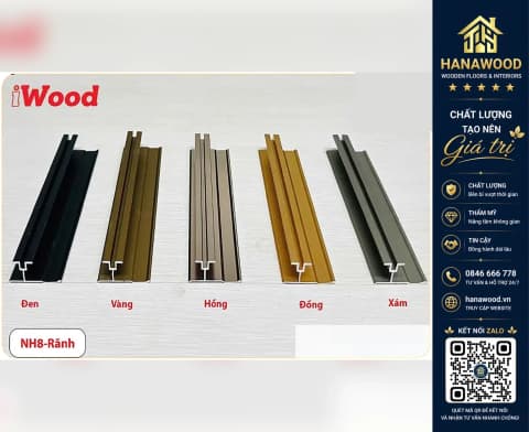 Hình ảnh Nẹp Nhôm H8 Rãnh 8mm Nối Tấm Than Tre iWood NNHR8