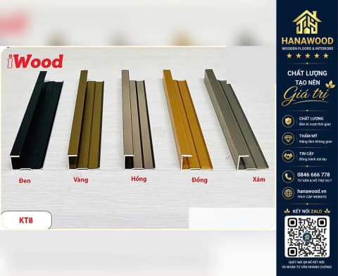 Hình ảnh Nẹp Nhôm Kết Thúc KT8 Tấm Ốp Than Tre iWood