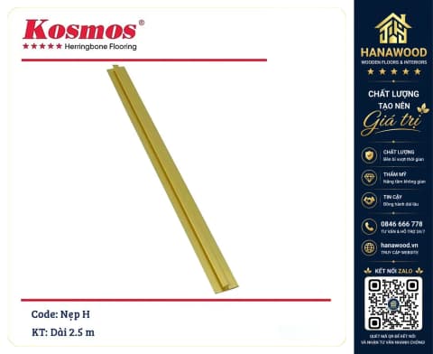 Nẹp Nhôm H Nối màu Vàng tấm ốp PVC giả đá