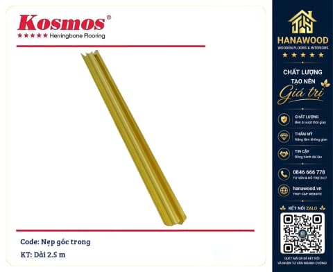 Nẹp Nhôm Góc Trong màu Vàng tấm ốp PVC giả đá