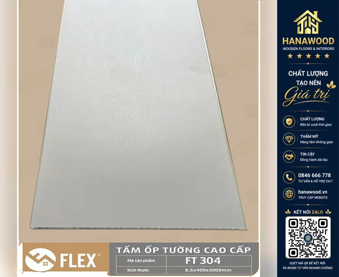 Hình ảnh Tấm Ốp Trần Nano FLEX Vân Vải Trắng FT304 Cắt Theo Yêu Cầu