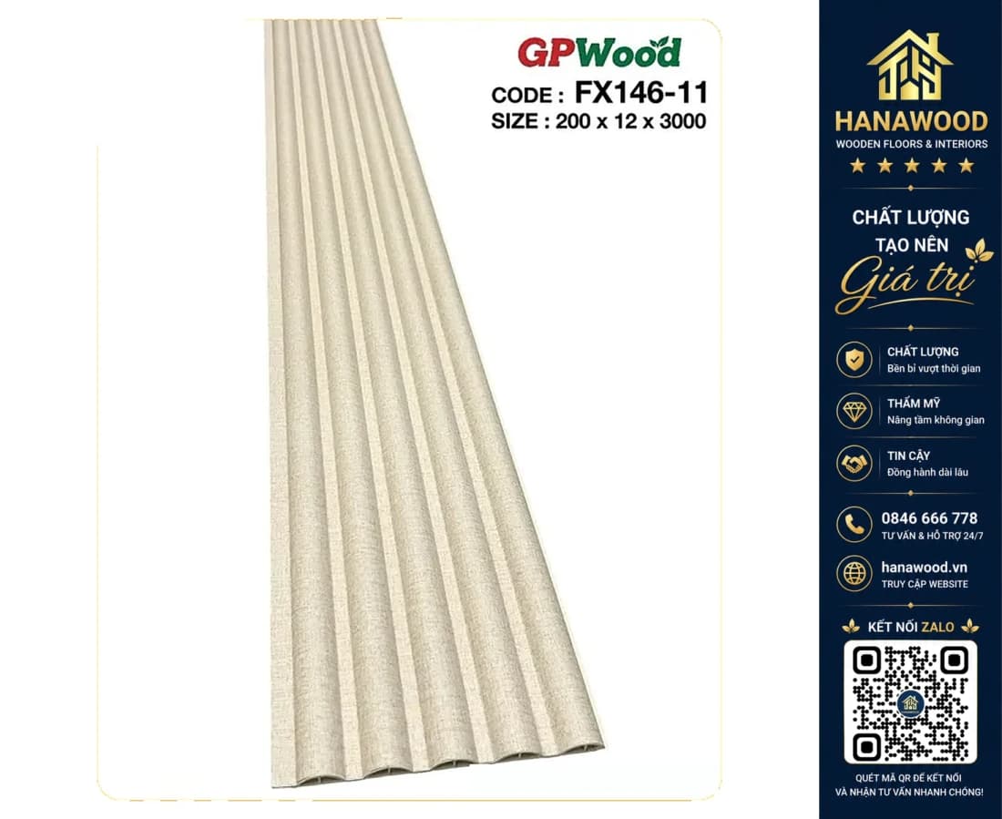 Hình ảnh Ốp Tường Lam Sóng Tròn GPWood FX146-11 Vân Vải Vàng